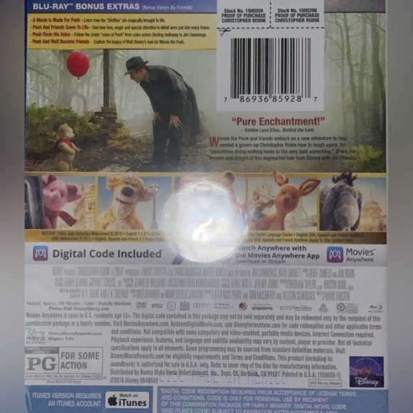 PreOwned   Disney Christopher Robin BluRay DVD MultiScreenEdition 2018. - Picture 4 of 10
